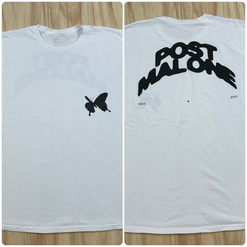 Post Malone Twelve Carat Tour T-Shirt 2022 Butterfly Graphic Men's‎ L White Rare